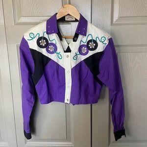 Vintage western shirt Size XS purple cowgirl button up